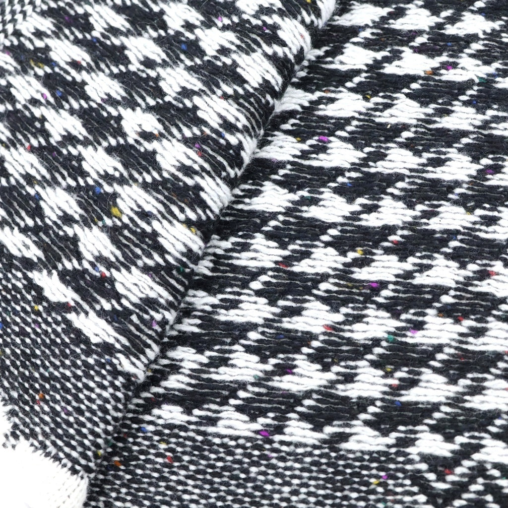 CHANEL(シャネル) Cashmere Stallココマーク 千鳥柄カシミヤストール マフラー ロゴ ブラック/ホワイト レディース