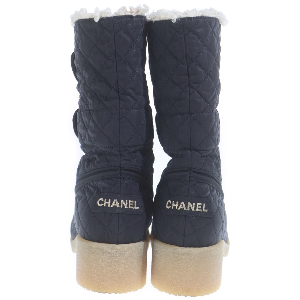 CHANEL(シャネル) ココマーク ターンロック マトラッセ ナイロン パテントレザー ショートブーツ シューズ ブラック レディース G36702