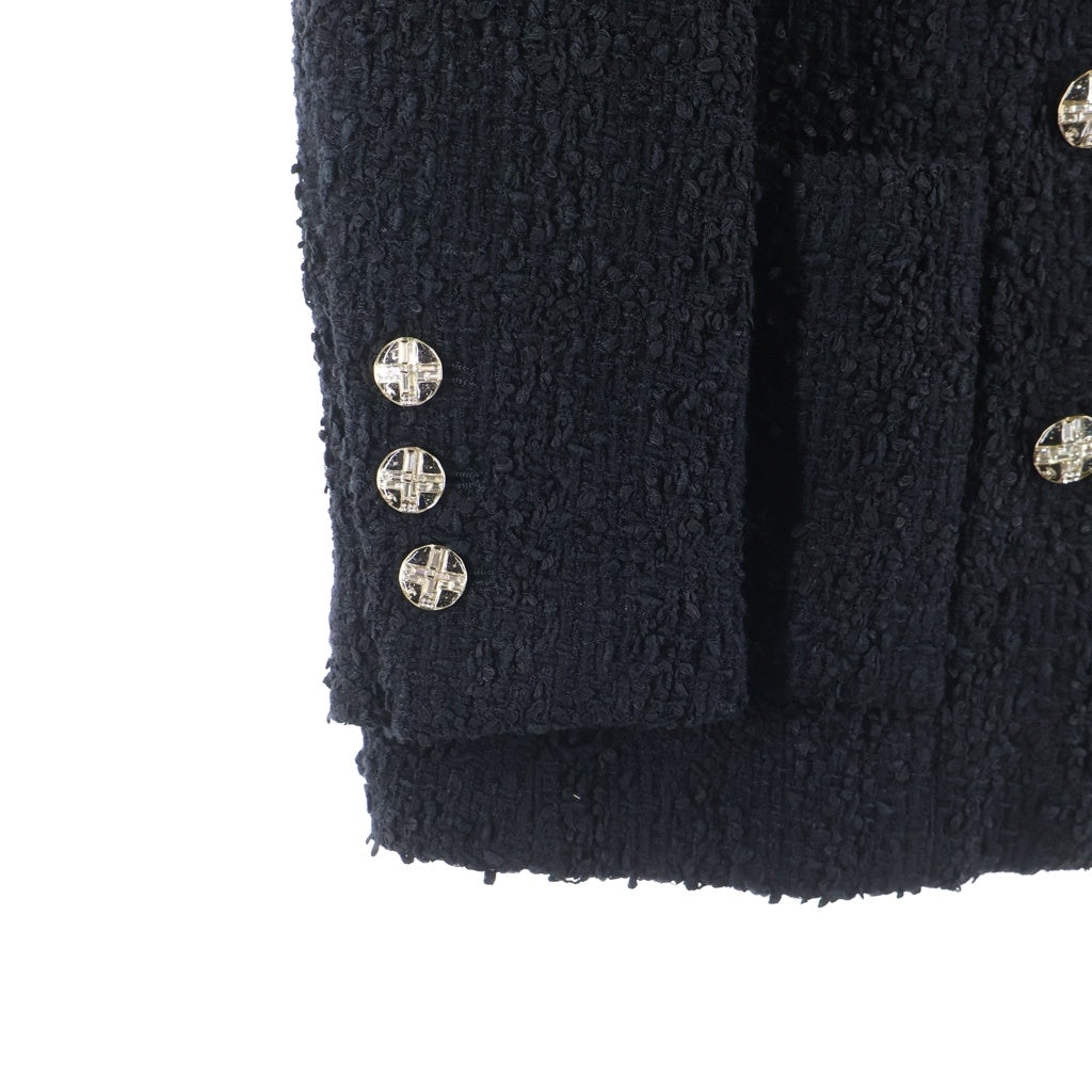 CHANEL(シャネル) 23S Tweed Jacket Crystal Button ダブルブレスト ツイードジャケット クリスタルボタン ブラック P74799V66427 レディース