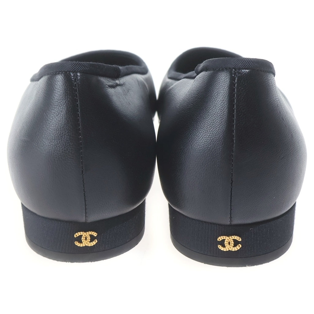 CHANEL(シャネル) ココマーク レザー フラット パンプス シューズ ブラック レディース G35348