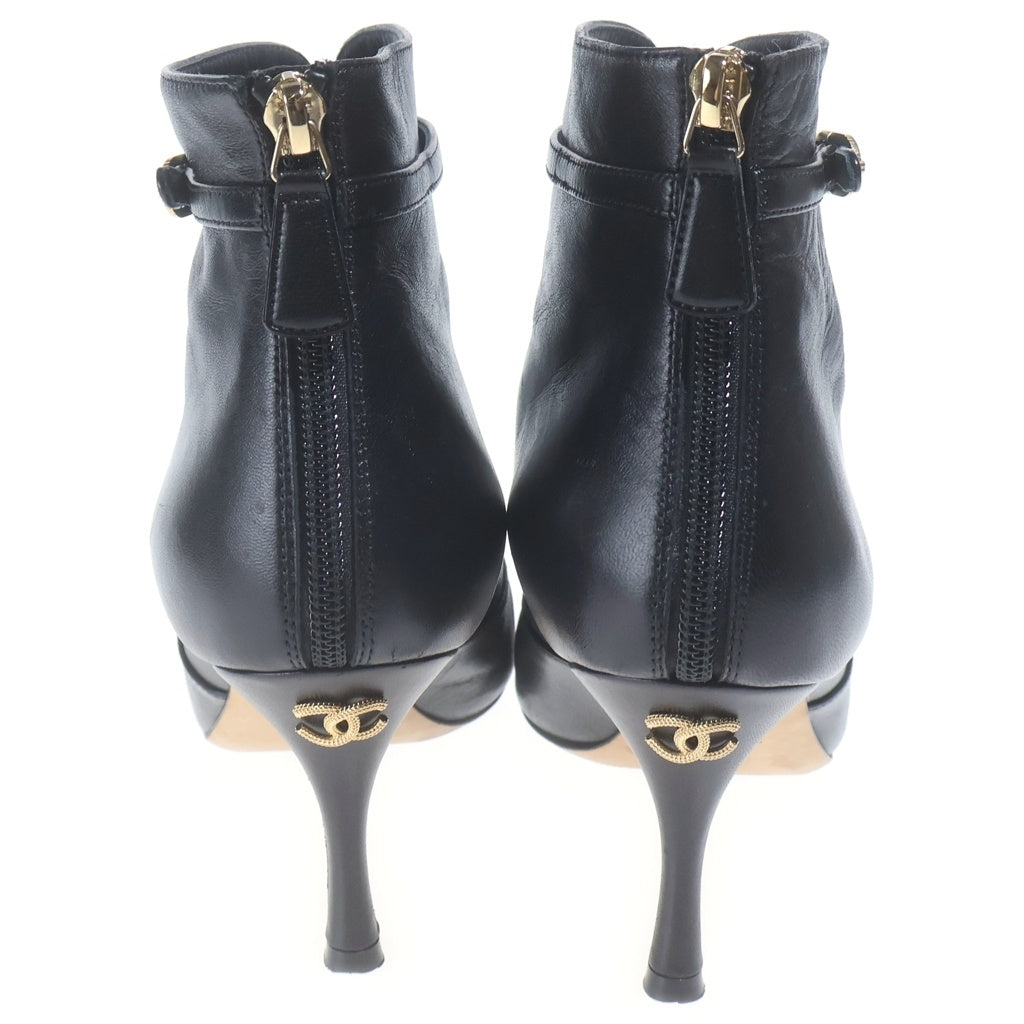 CHANEL(シャネル) ココマーク レザー ヒール ショートブーツ シューズ ブラック レディース G35267