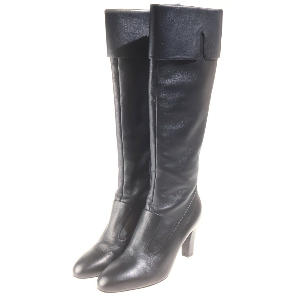 CHANEL(シャネル) Leather Long Boots ココマーク サイドジップ オールレザー ロングブーツ ブラック G38020 レディース