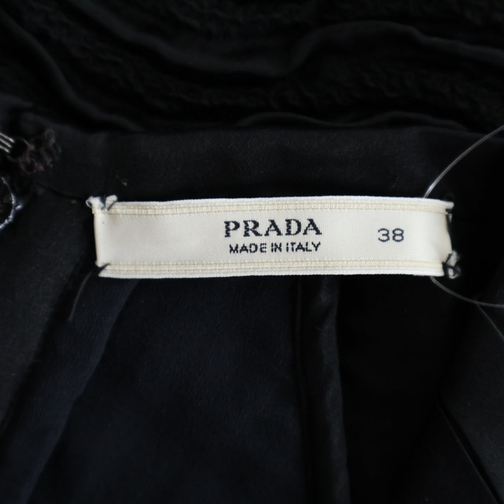 PRADA(プラダ) ノースリーブ リボン ワンピース サテン ブラック レディース