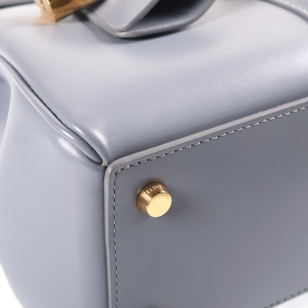 CELINE(セリーヌ) 16 セーズ スモール 2weyショルダーバック ハンドバック ゴールド金具 レザー ブルーグレー レディース