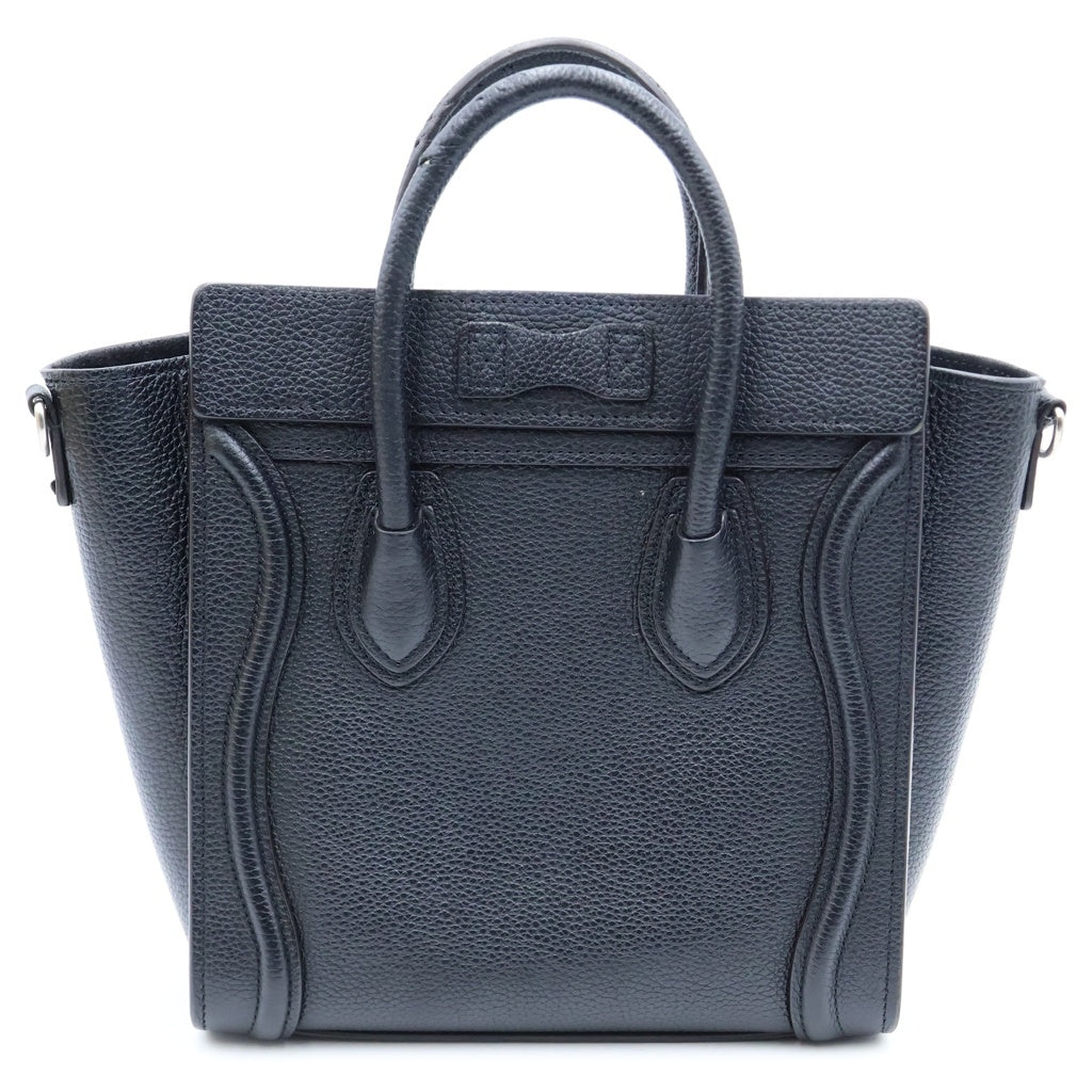 CELINE(セリーヌ) ラゲージ ナノショッパー 2WAYハンドバッグ ショルダーバッグ ブラック レザー シルバー金具 レディース