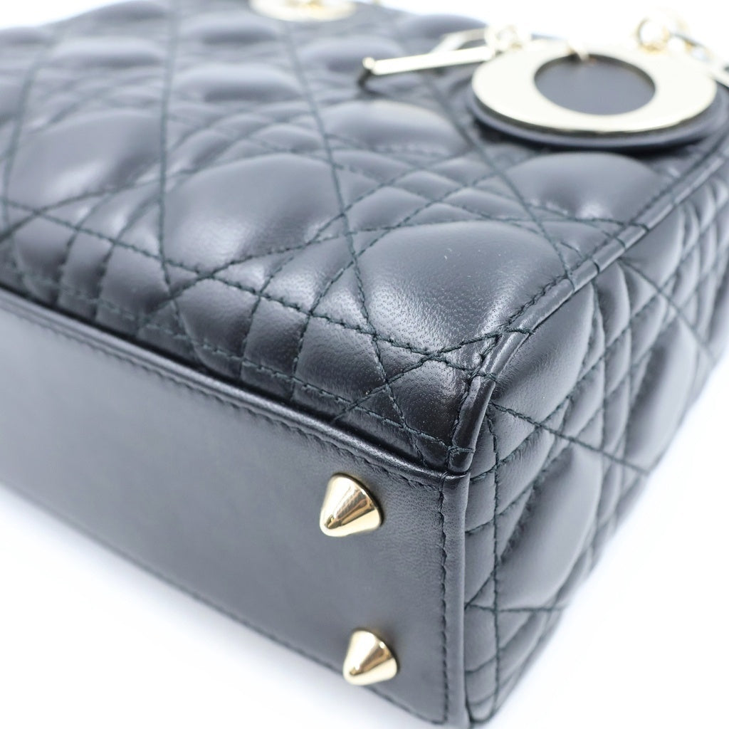 DIOR(ディオール) レディディオール スモール 2WAYハンドバッグ ショルダーバッグ ブラック レザー ゴールド金具 レディース