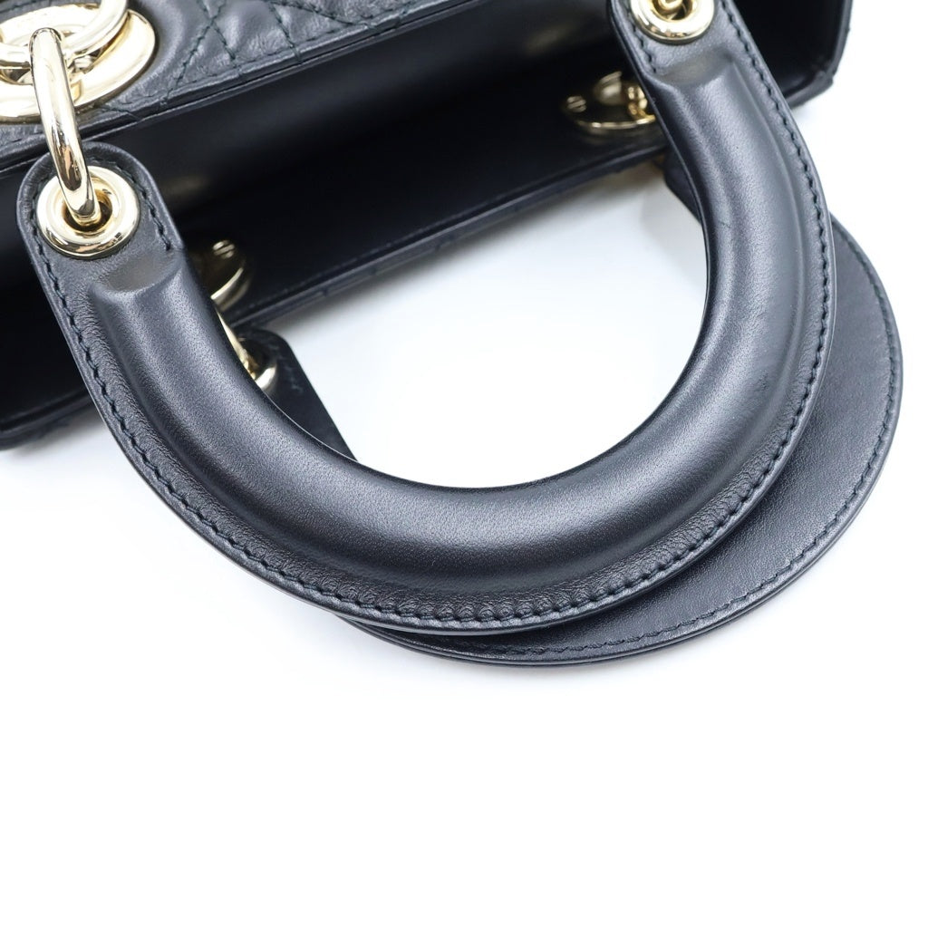 DIOR(ディオール) レディディオール スモール 2WAYハンドバッグ ショルダーバッグ ブラック レザー ゴールド金具 レディース