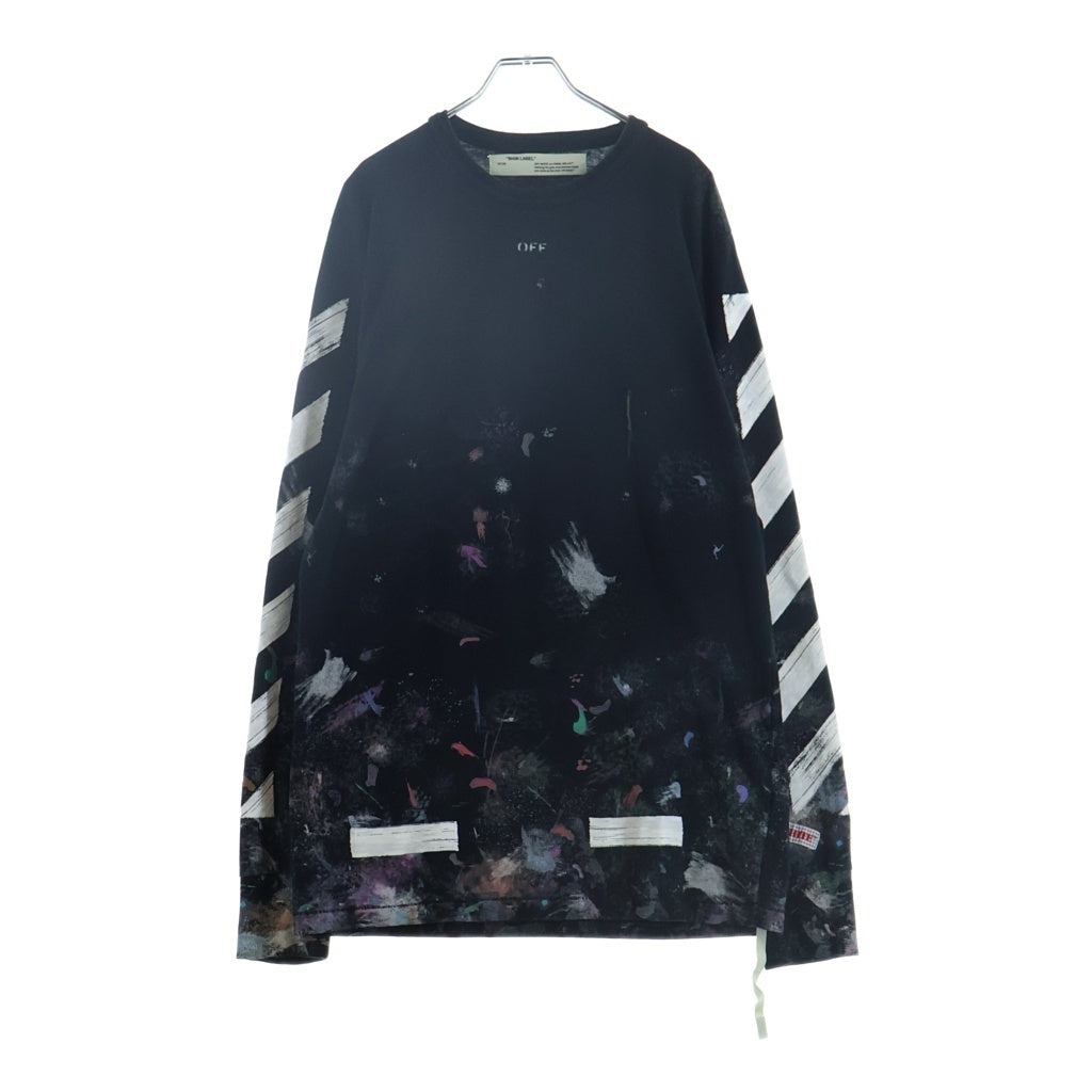 OFF-WHITE(オフホワイト) 17AW ギャラクシーペイント ロングTシャツ ブラック×ホワイト コットン OMAB001F17620030