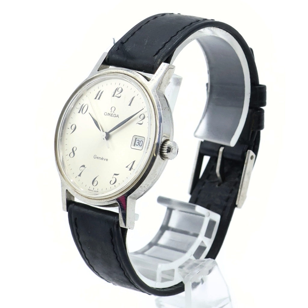 OMEGA(オメガ) ジュネーブ デイト シルバー文字盤 SS×レザー/手巻き ステンレス ヴィンテージ 腕時計 136.0099