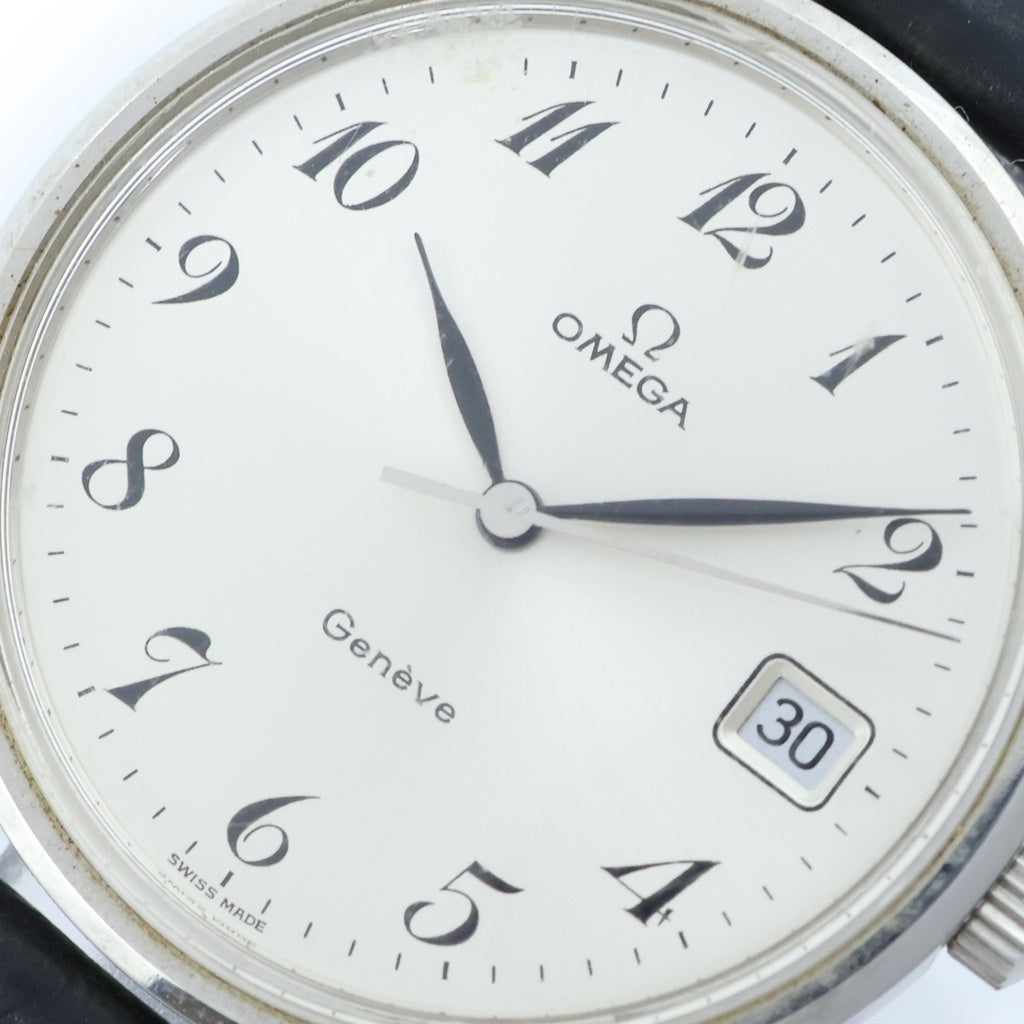 OMEGA(オメガ) ジュネーブ デイト シルバー文字盤 SS×レザー/手巻き ステンレス ヴィンテージ 腕時計 136.0099