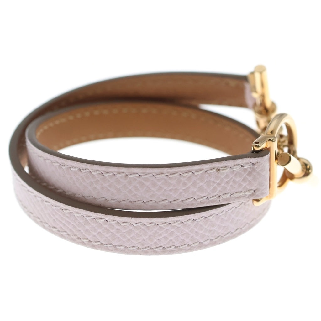 HERMES(エルメス) クロワジエール ドゥブルトゥール ブレスレット ピンク レザー ピンクゴールド金具 W刻印 レディース