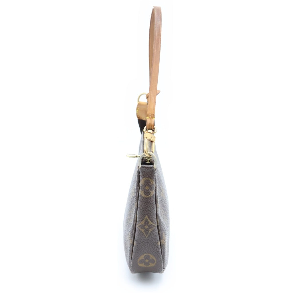 LOUIS VUITTON(ルイヴィトン) モノグラム ポシェットアクセソワール ハンドバッグ ポーチ ケース ブラウン レザー×PVC M51980 ゴールド金具 レディース