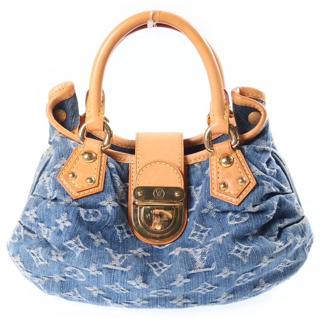 LOUIS VUITTON(ルイヴィトン) モノグラム・デニム プリーティ ハンドバッグ ミニバッグ インディゴブルー レザー×デニム M95020 ゴールド金具