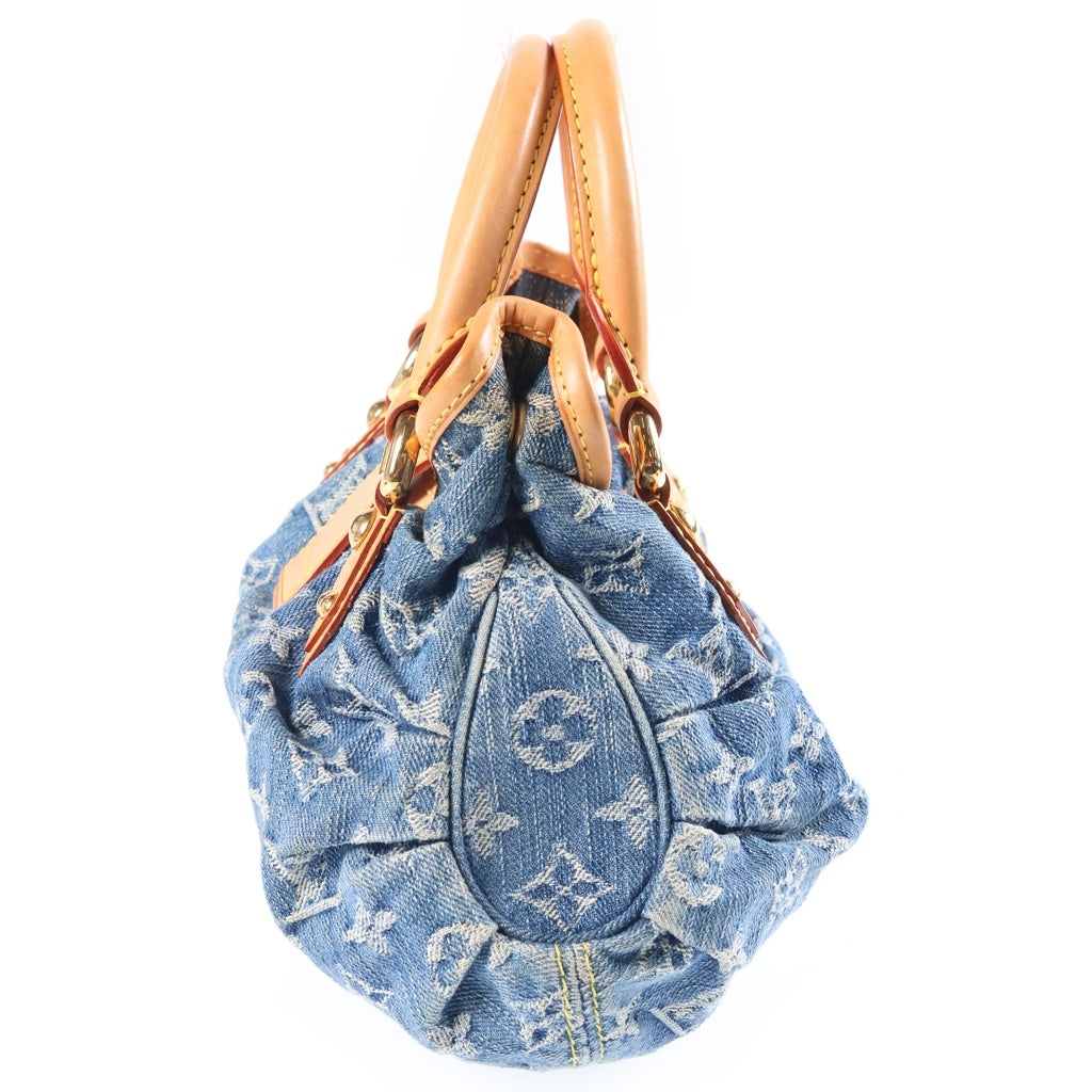 LOUIS VUITTON(ルイヴィトン) モノグラム・デニム プリーティ ハンドバッグ ミニバッグ インディゴブルー レザー×デニム M95020 ゴールド金具