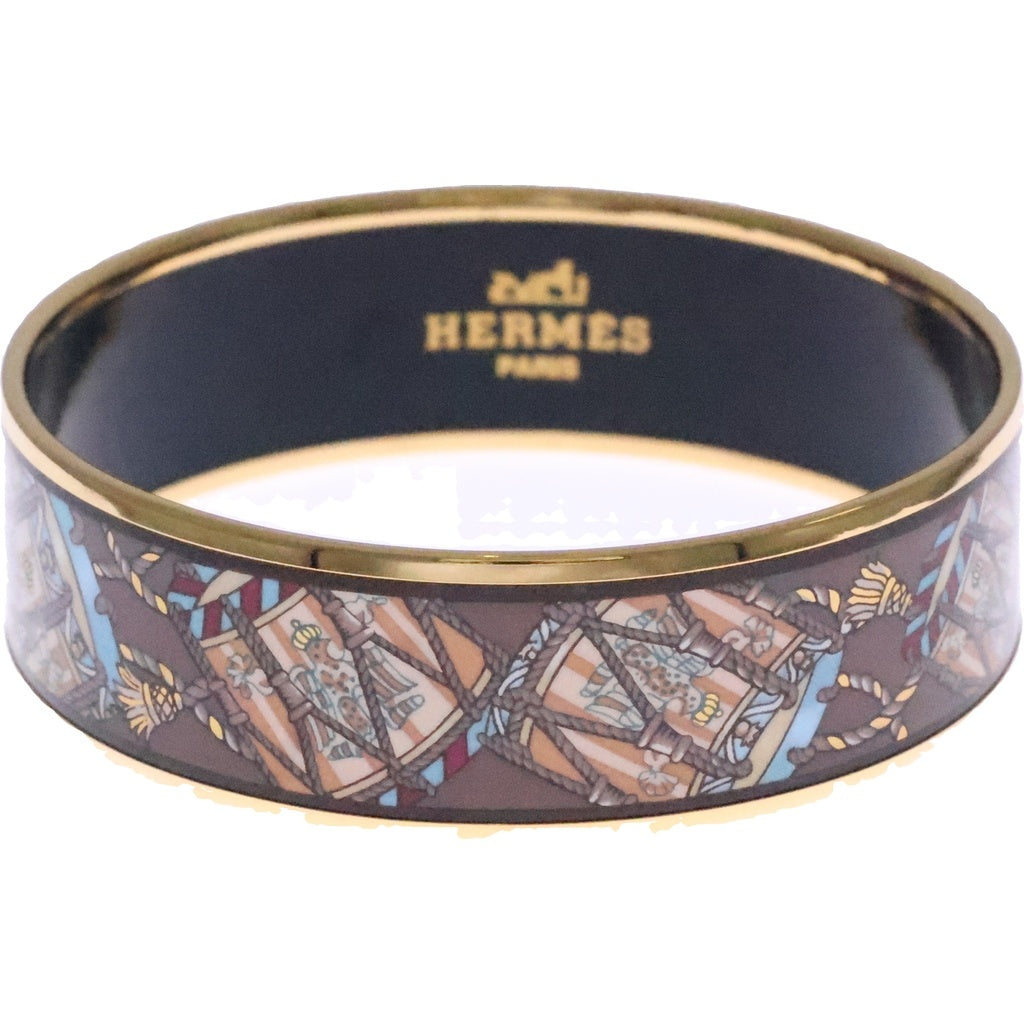 HERMES(エルメス) エマイユ バングル ブラウン×ゴールド レディース
