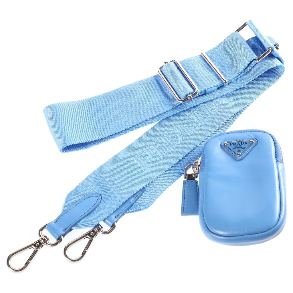 PRADA(プラダ) Re-Edition 2005 2WAYチェーンバッグ ワンショルダーバッグ スカイブルー レザー 1BH204 シルバー金具 レディース