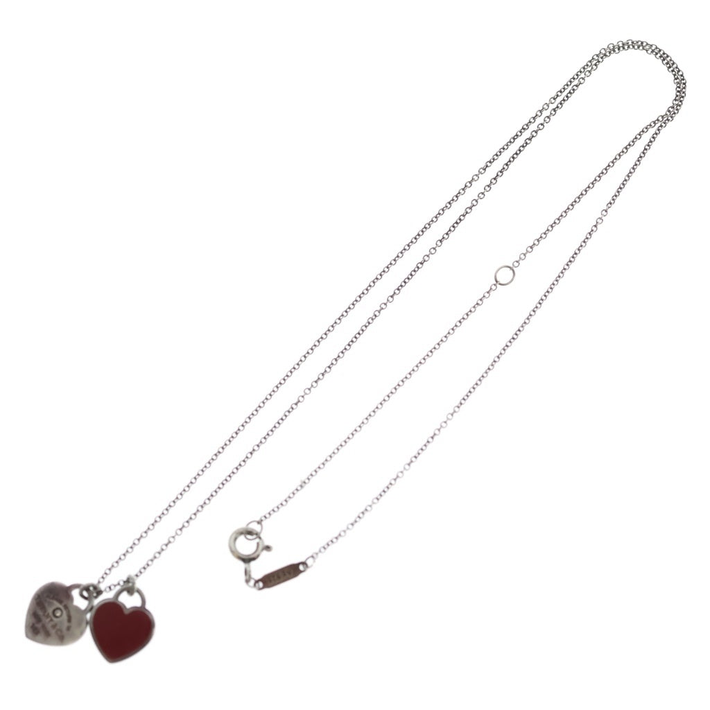 TIFFANY & Co.(ティファニー) リターントゥティファニー ダブルハート ネックレス ペンダント チェーン シルバー×レッド SV925 レディース