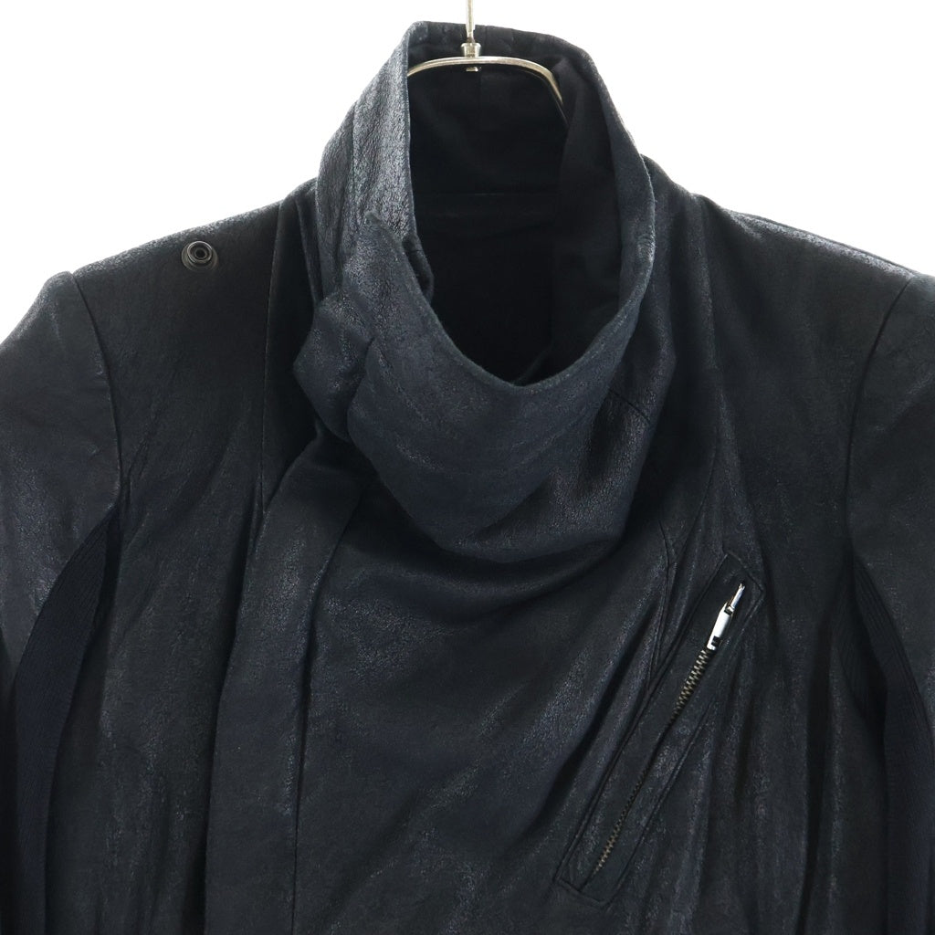 Rick Owens(リックオウエンス) 10s Olmar and Mirta Lamb Leather Riders Jacket ラムレザー変形ジャケット 袖切り替え ジップアップ ブラック RO6717 レディース
