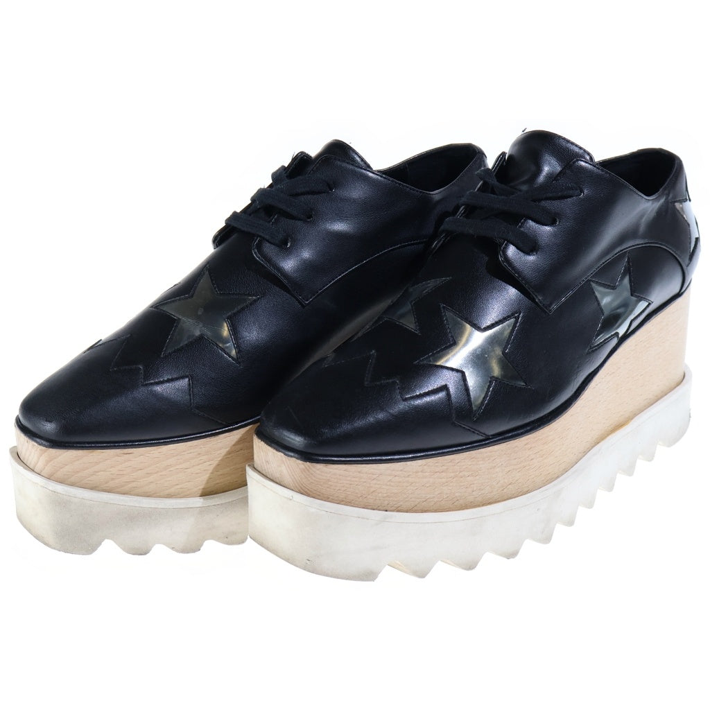 STELLA McCARTNEY(ステラマッカートニー) エリス スター チャンキーソール レザースニーカー シューズ ウッド ラバーソール ブラック レディース