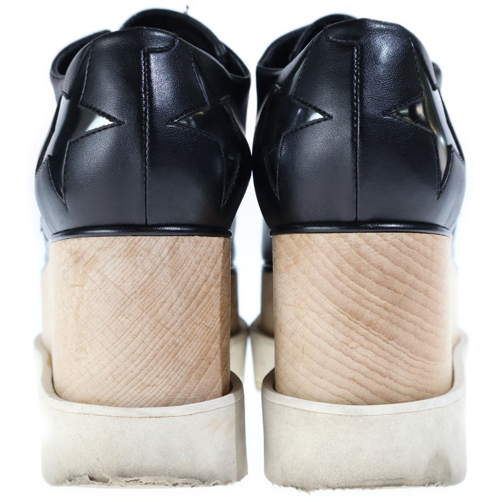 STELLA McCARTNEY(ステラマッカートニー) エリス スター チャンキーソール レザースニーカー シューズ ウッド ラバーソール ブラック レディース