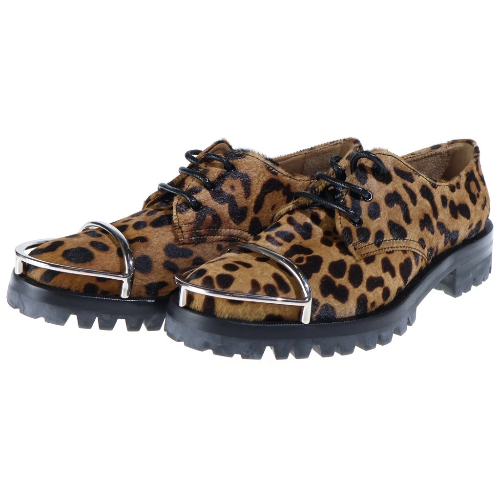 ALEXANDER WANG(アレキサンダーワン) メタルパーツ ハラコ ダービーシューズ レオパード ブラウン/ブラック レディース