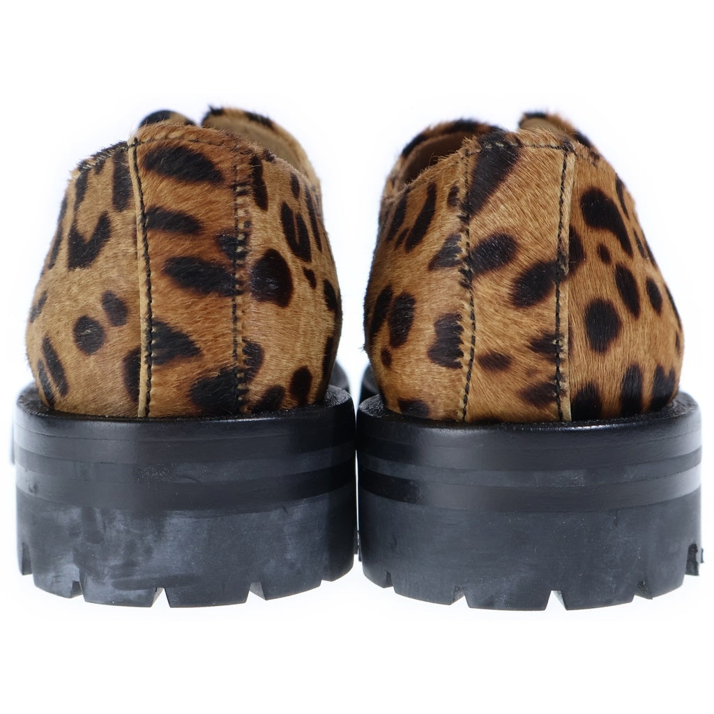 ALEXANDER WANG(アレキサンダーワン) メタルパーツ ハラコ ダービーシューズ レオパード ブラウン/ブラック レディース