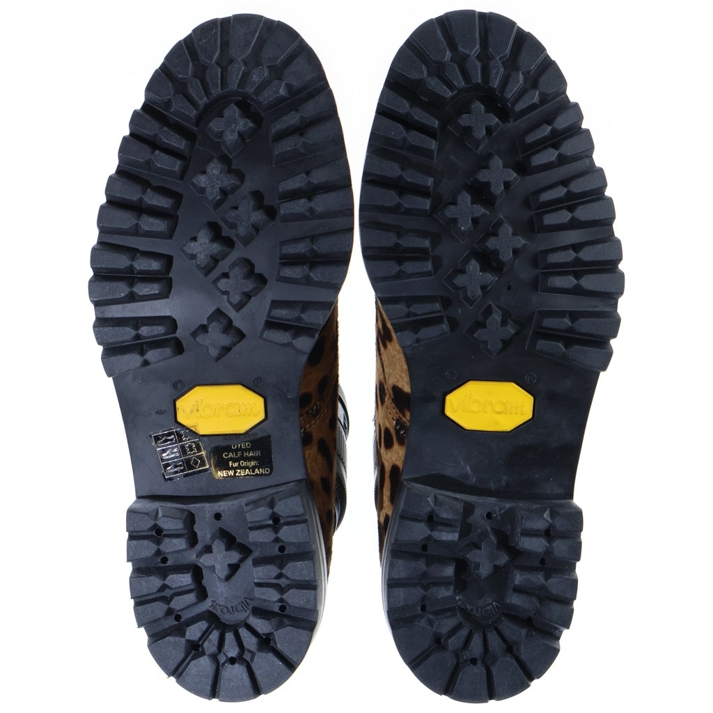 ALEXANDER WANG(アレキサンダーワン) メタルパーツ ハラコ ダービーシューズ レオパード ブラウン/ブラック レディース