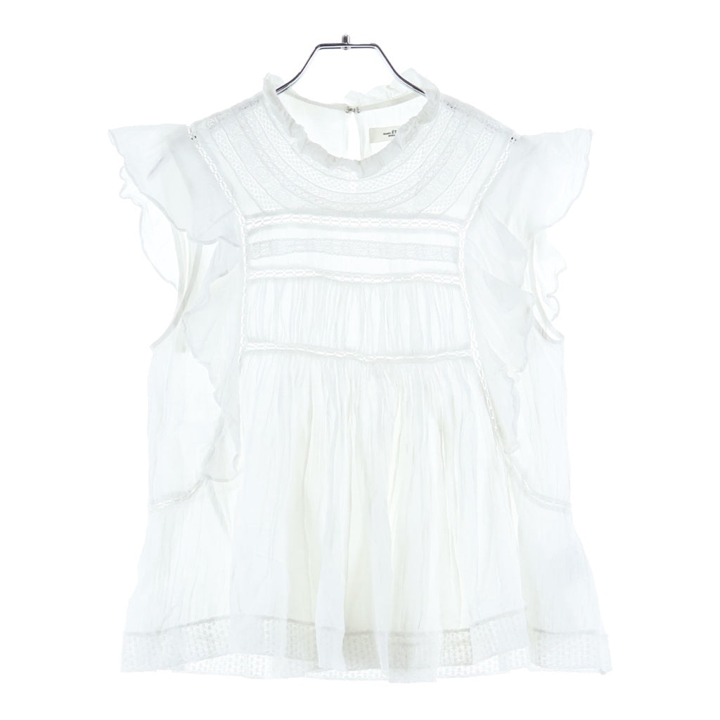 ISABEL MARANT ETOILE(イザベル マラン エトワール) レース フリル ノースリーブブラウス トップス コットン レーヨン ホワイト 78-01-83-01004 レディース