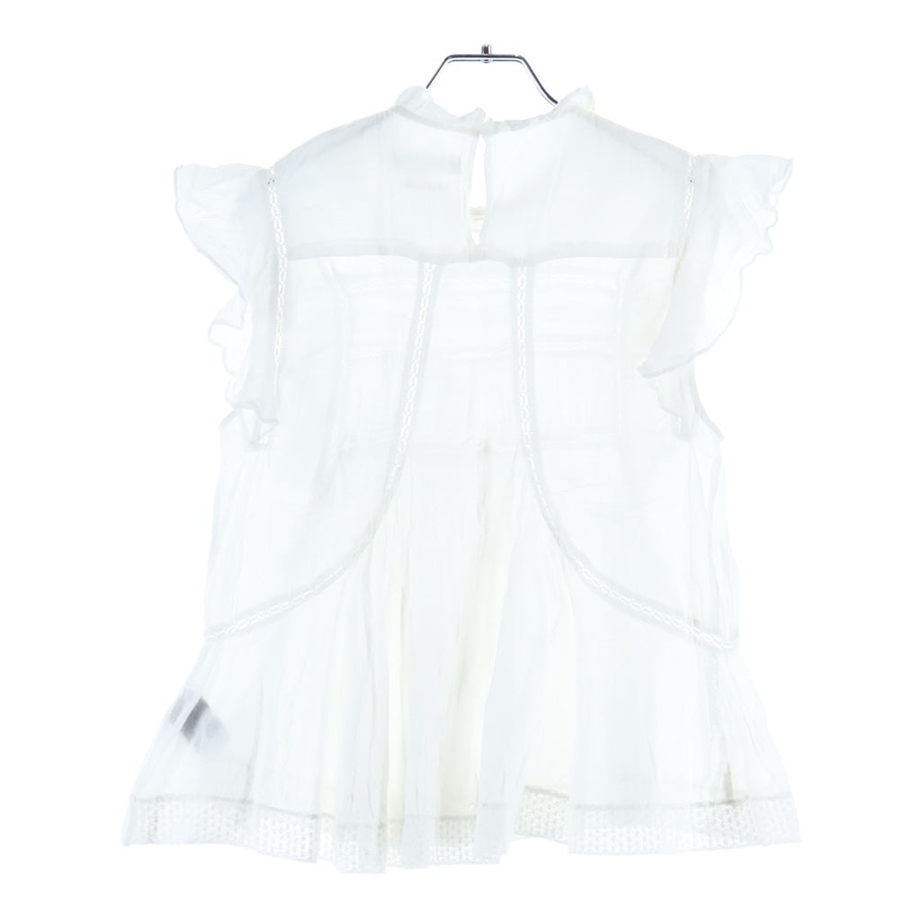 ISABEL MARANT ETOILE(イザベル マラン エトワール) レース フリル ノースリーブブラウス トップス コットン レーヨン ホワイト 78-01-83-01004 レディース