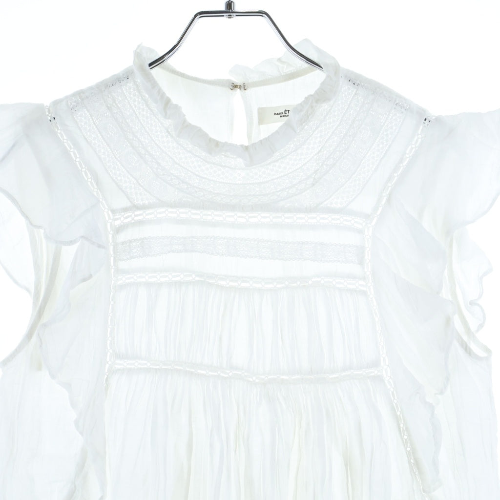 ISABEL MARANT ETOILE(イザベル マラン エトワール) レース フリル ノースリーブブラウス トップス コットン レーヨン ホワイト 78-01-83-01004 レディース
