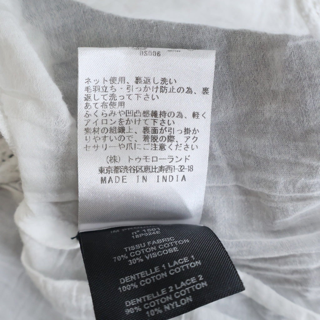 ISABEL MARANT ETOILE(イザベル マラン エトワール) レース フリル ノースリーブブラウス トップス コットン レーヨン ホワイト 78-01-83-01004 レディース