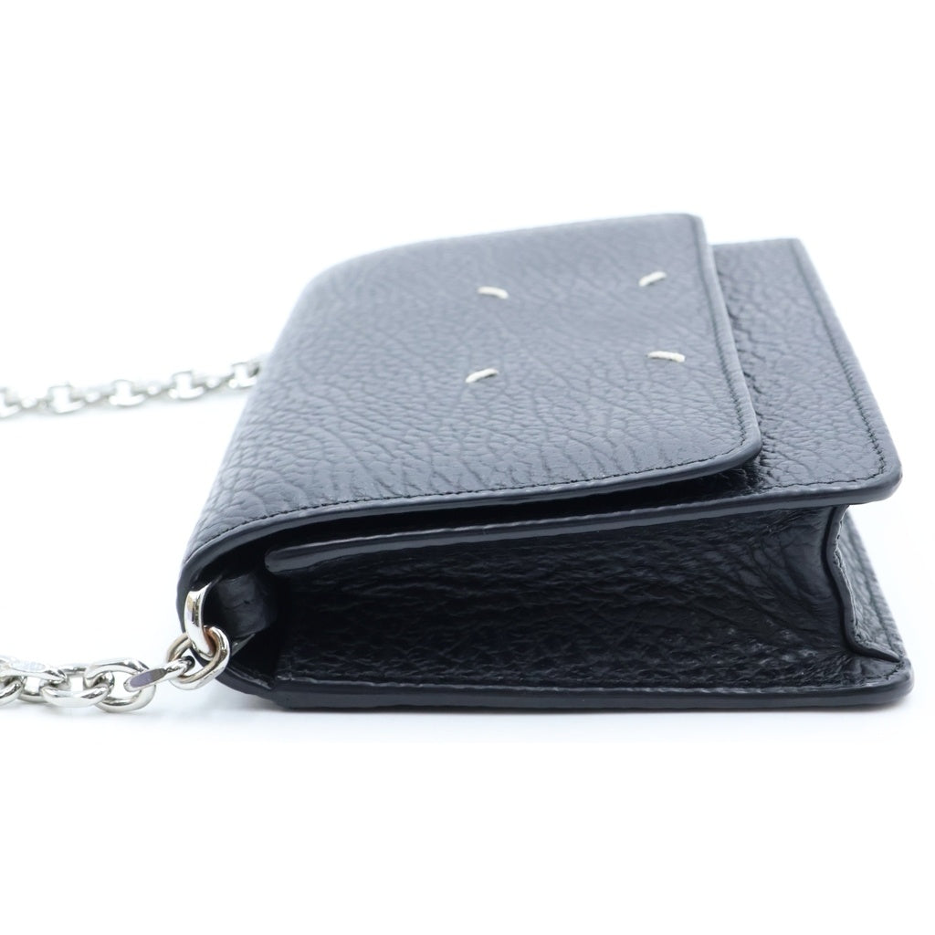 Maison Margiela(メゾンマルジェラ) チェーンウォレット ショルダーウォレット ショルダーバッグ ブラック レザー シルバー金具 レディース
