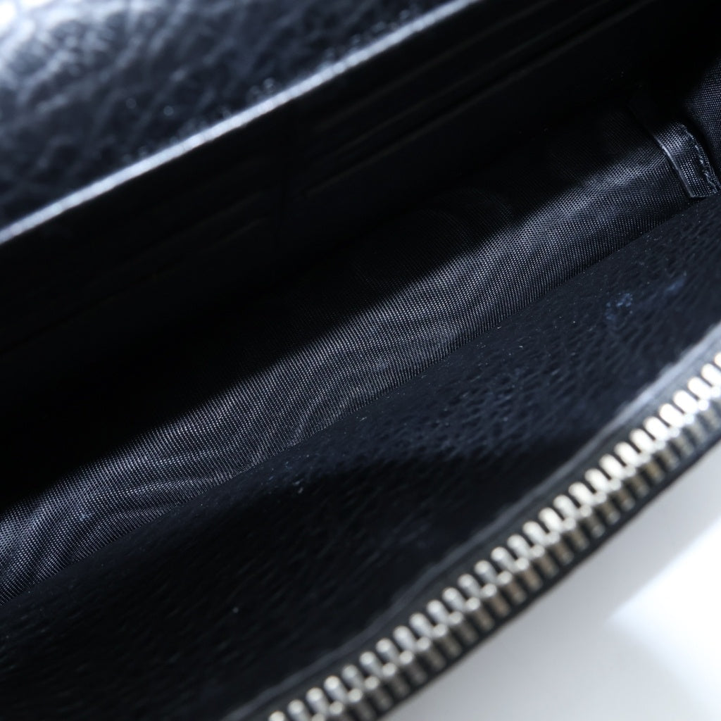 Maison Margiela(メゾンマルジェラ) チェーンウォレット ショルダーウォレット ショルダーバッグ ブラック レザー シルバー金具 レディース