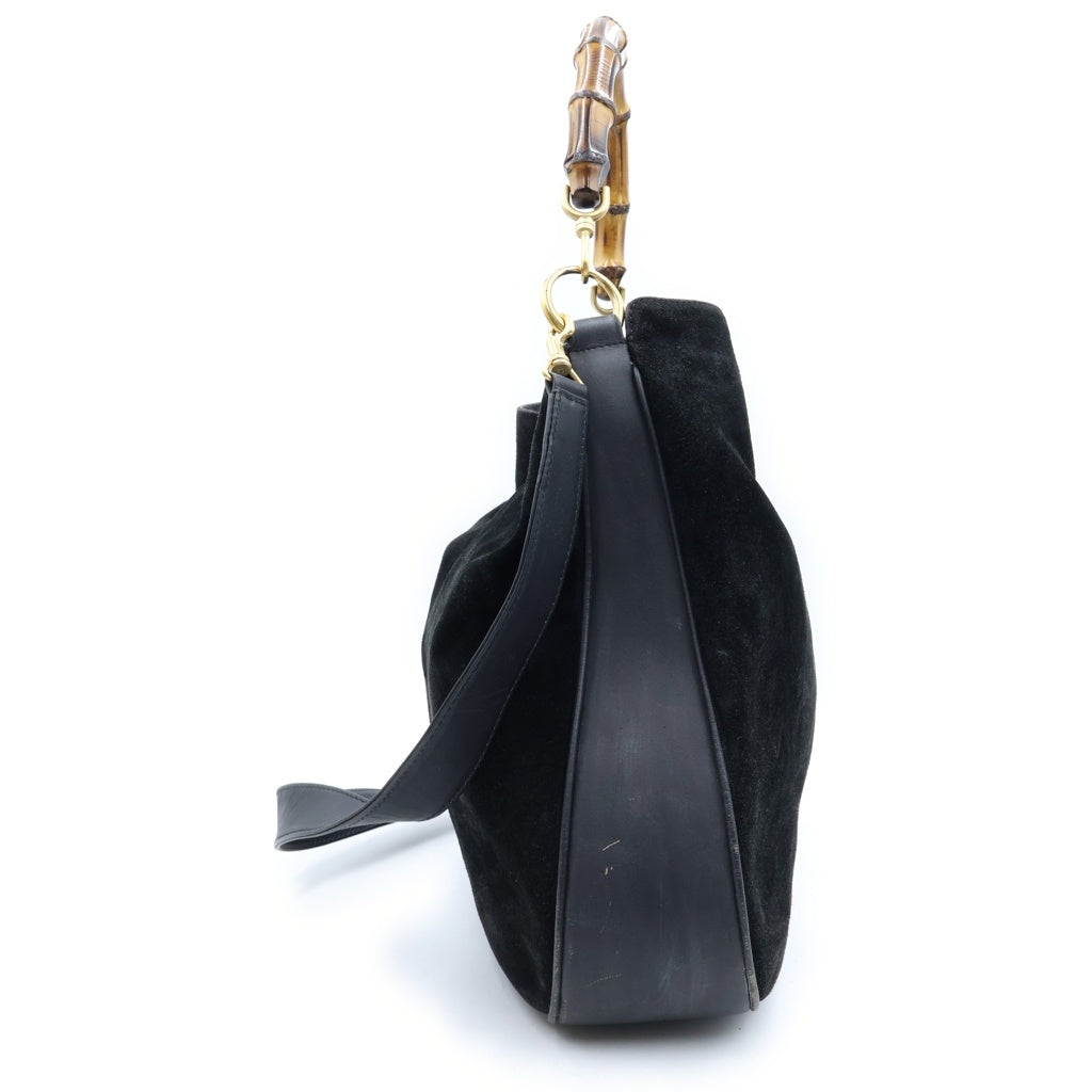 GUCCI(グッチ) バンブー 2WAYハンドバッグ ワンショルダーバッグ ブラック レザー×スエード 001・1014・1577 ゴールド金具 レディース
