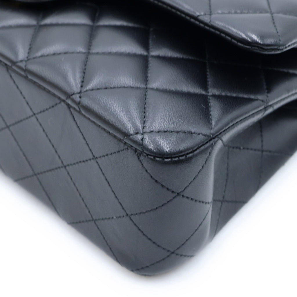 CHANEL(シャネル) マトラッセ25 Wフラップ Wチェーンショルダーバッグ ラムスキン ゴールド金具 ブラック プレート レディース
