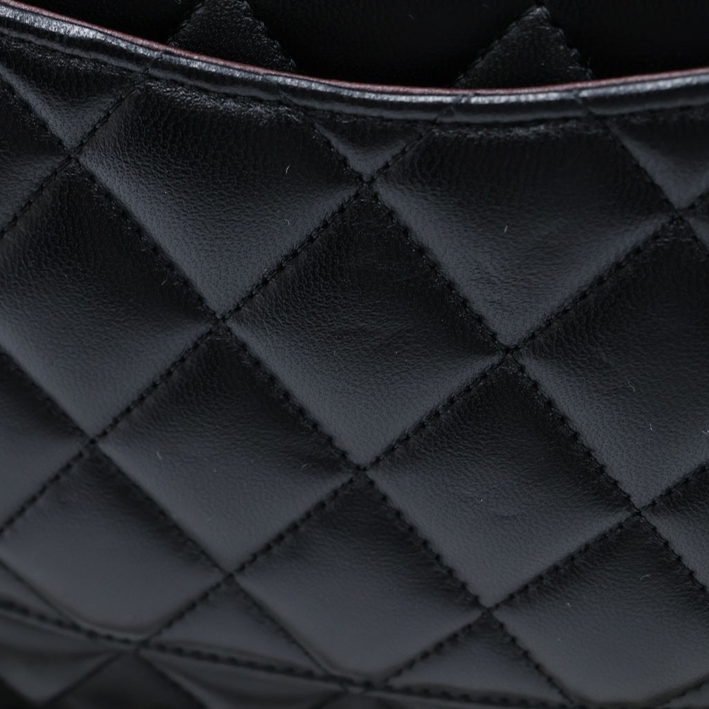 CHANEL(シャネル) マトラッセ25 Wフラップ Wチェーンショルダーバッグ ラムスキン ゴールド金具 ブラック プレート レディース