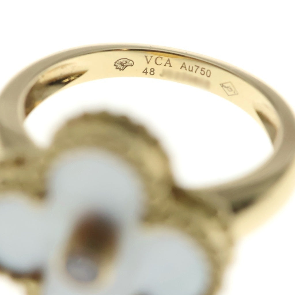 Van Cleef & Arpels(ヴァンクリーフアンドアーペル) ヴィンテージアルハンブラ マザーオブパール ダイヤモンド リング Au750 K18 イエローゴールド JG229802 レディース