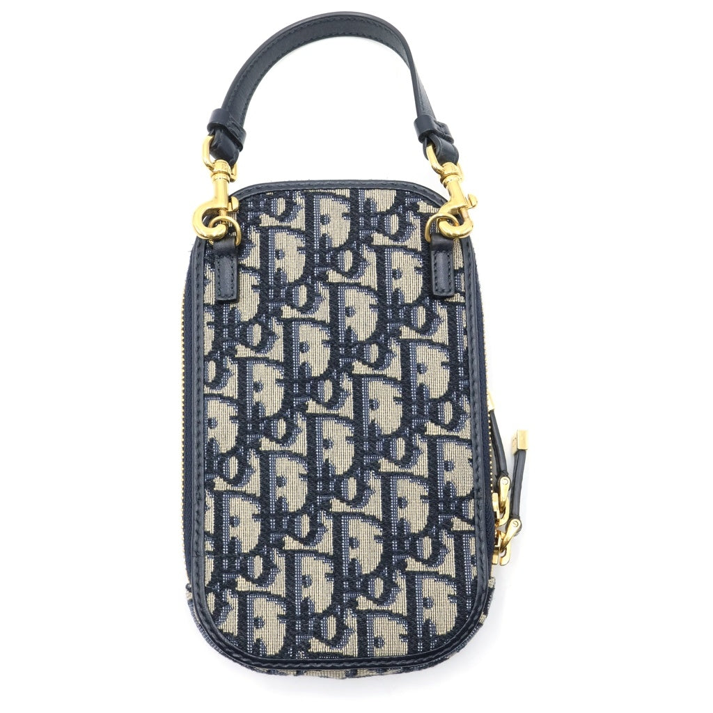 Christian Dior(クリスチャンディオール) オブリーク フォンホルダーバッグ ハンドバッグ ネイビー キャンバス×レザー レディース