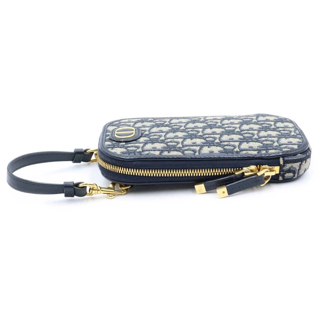 Christian Dior(クリスチャンディオール) オブリーク フォンホルダーバッグ ハンドバッグ ネイビー キャンバス×レザー レディース
