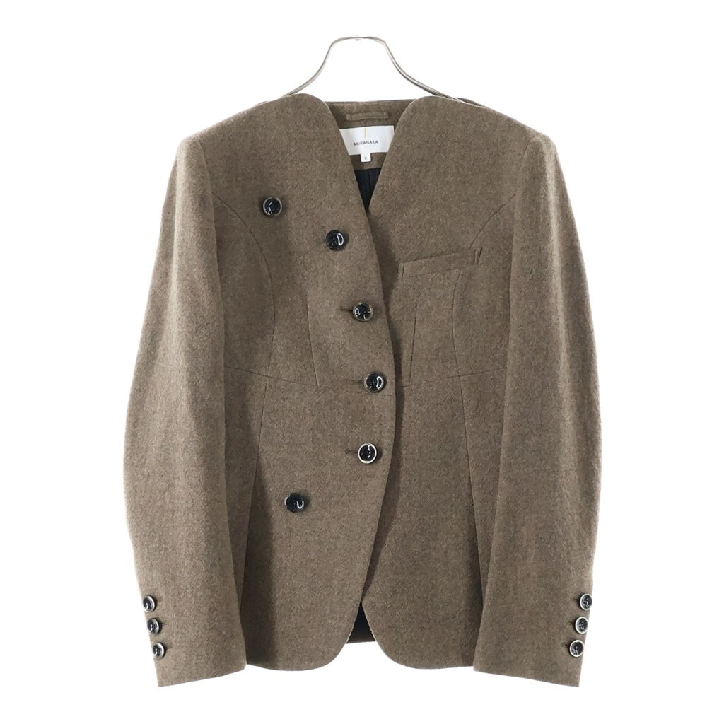 AKIRA NAKA(アキラナカ) ノーカラーデザイン ウールジャケット ブラウン AW2321-BR レディース
