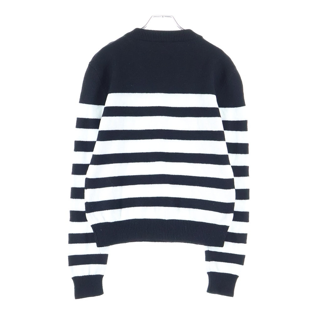 BALMAIN(バルマン) ボーダーニットトレーナー ブラック×ホワイト ウール 3432K017