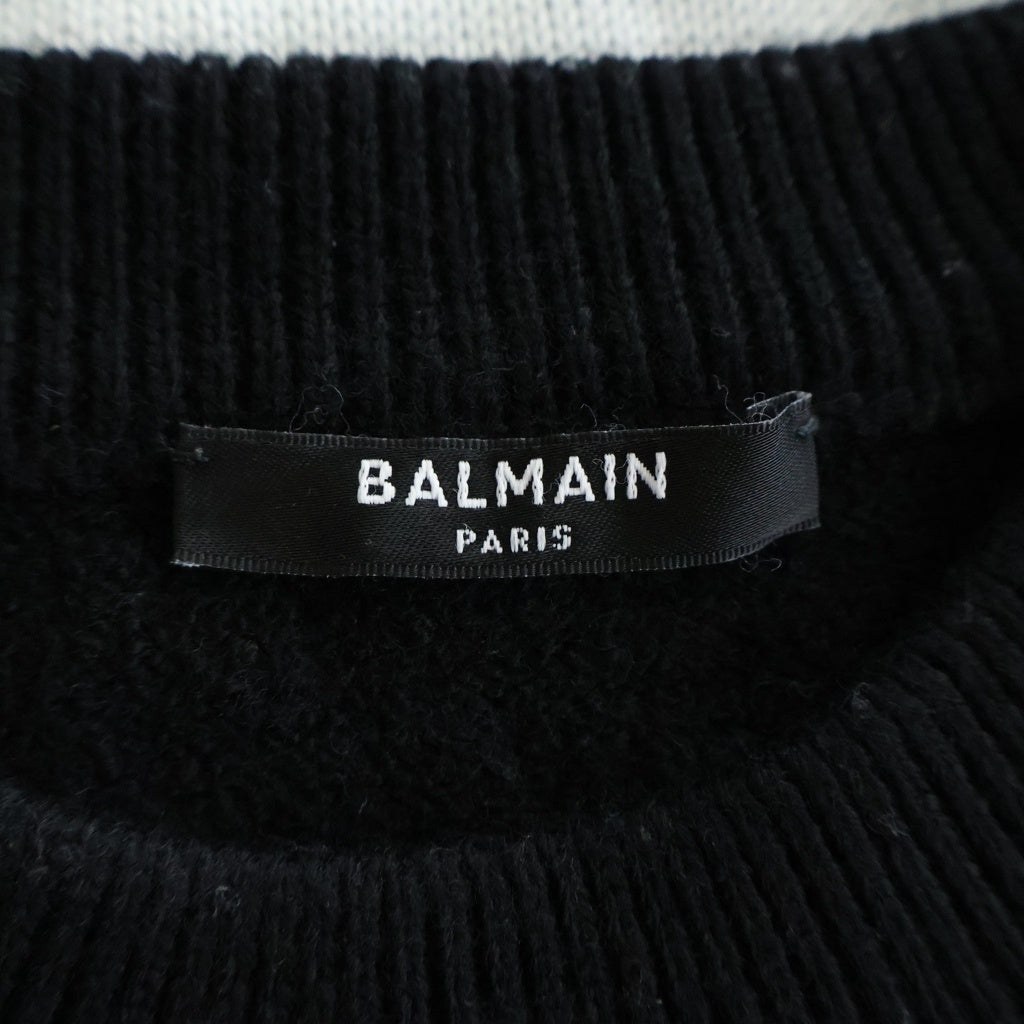 BALMAIN(バルマン) ボーダーニットトレーナー ブラック×ホワイト ウール 3432K017