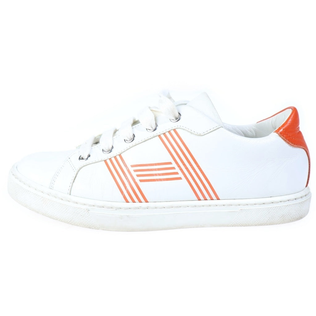 HERMES(エルメス) AVANTAGE アヴァンタージュ Hロゴ レザー ローカット スニーカー #36 ホワイト/オレンジ レディース