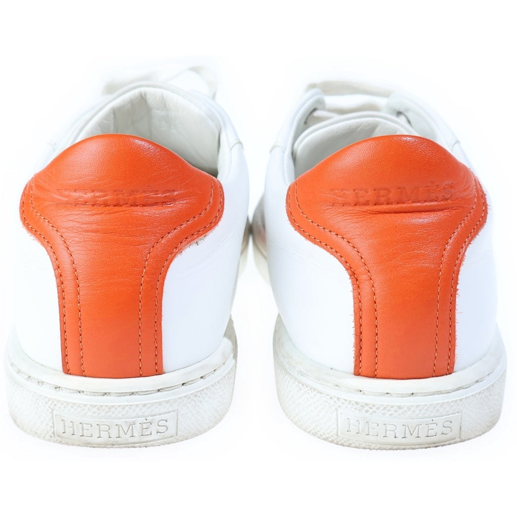 HERMES(エルメス) AVANTAGE アヴァンタージュ Hロゴ レザー ローカット スニーカー #36 ホワイト/オレンジ レディース