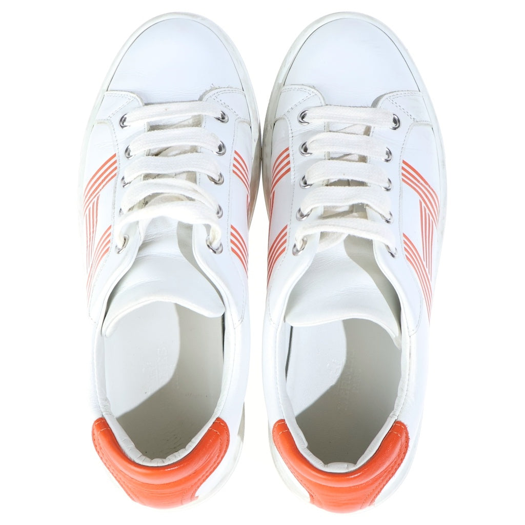 HERMES(エルメス) AVANTAGE アヴァンタージュ Hロゴ レザー ローカット スニーカー #36 ホワイト/オレンジ レディース