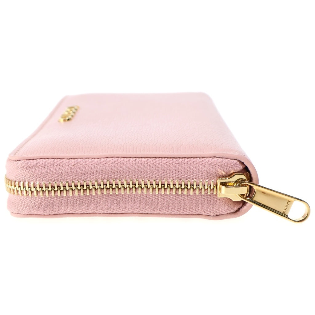 GUCCI(グッチ) スクリプト ラウンドファスナー長財布 ロングウォレット カードケース ピンク レザー 772642 ゴールド金具 レディース