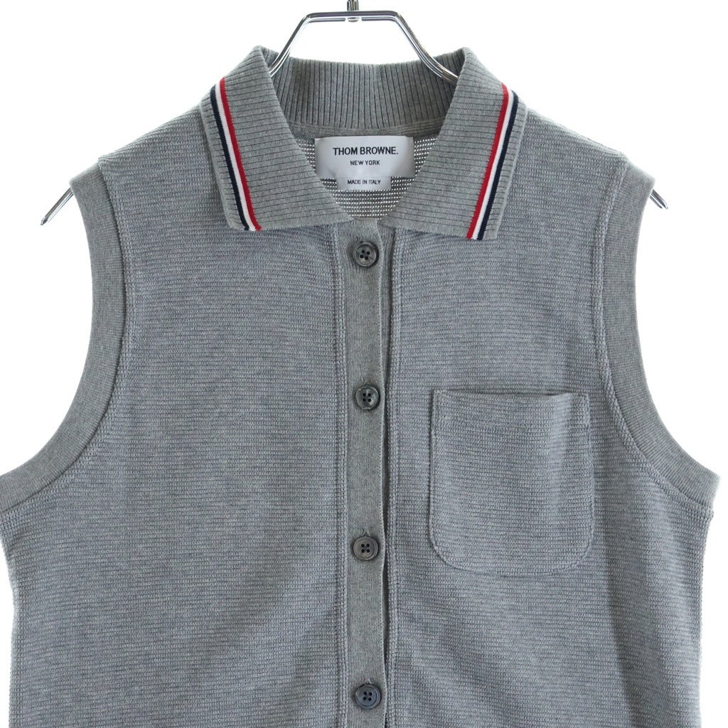 THOM BROWNE(トムブラウン) コットンワッフル ノースリーブ ボタンシャツ ベスト グレー FJS208A レディース