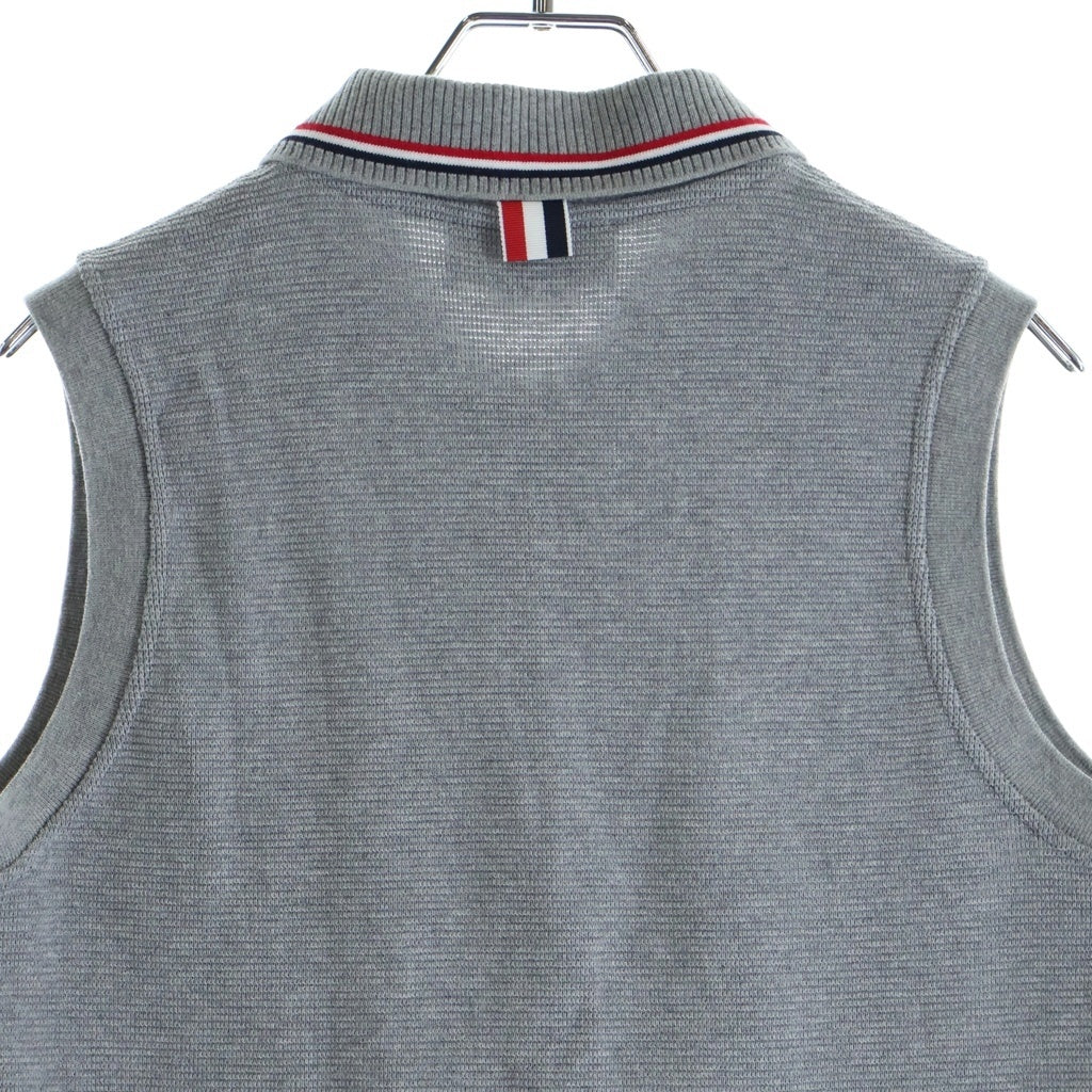 THOM BROWNE(トムブラウン) コットンワッフル ノースリーブ ボタンシャツ ベスト グレー FJS208A レディース