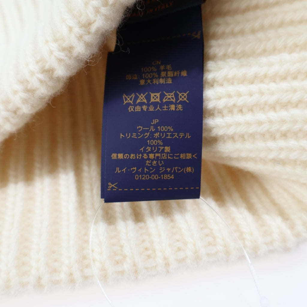 LOUIS VUITTON(ルイヴィトン) ビーニー・LV ヘッドライン ウール ニット帽 ニットキャップ 帽子 #S ブロン アイボリー ホワイト系 M77873