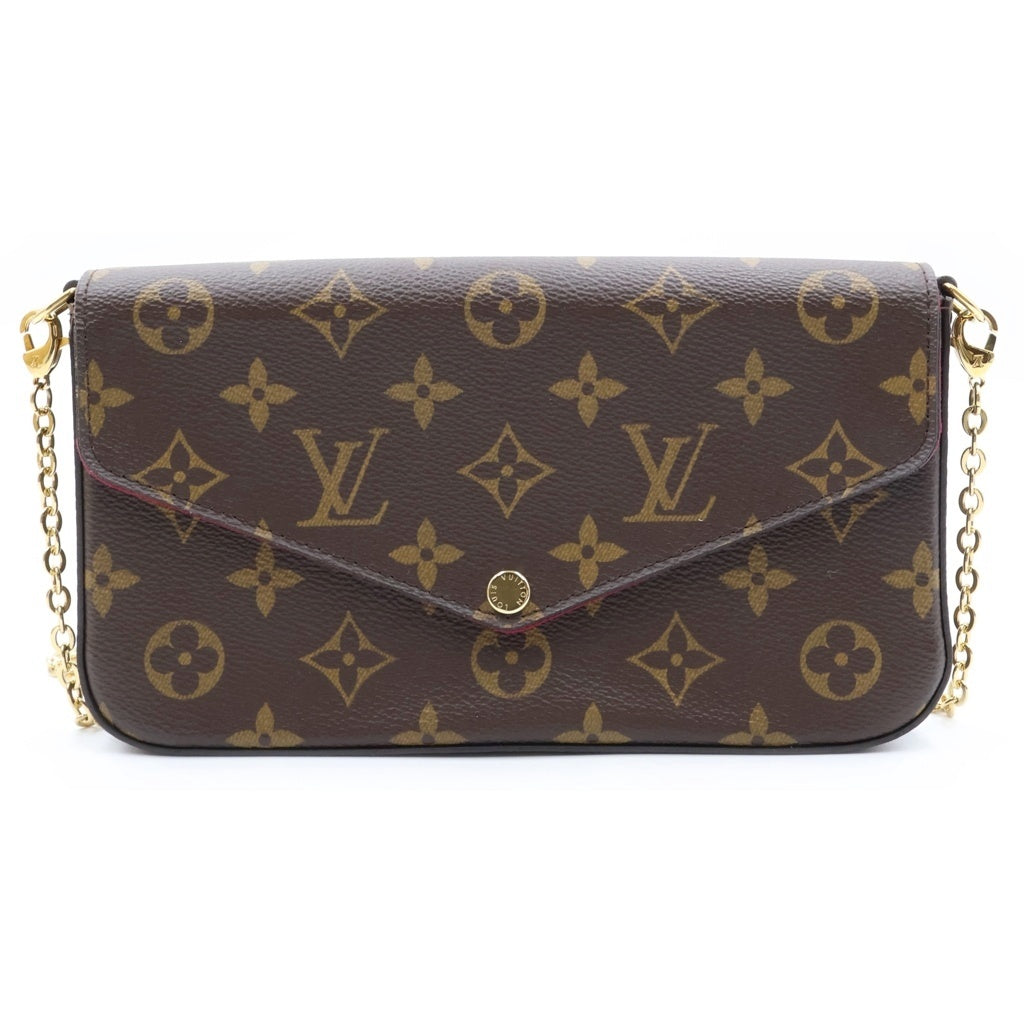 LOUIS VUITTON(ルイヴィトン) モノグラム ポシェット・フェリシー チェーンショルダーバッグ ショルダーウォレット ブラウン PVC レザー M81896 ゴールド金具 レディース